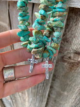 Load image into Gallery viewer, Cross Charm Turquoise Stretchy Bracelet C0394