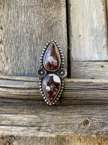 Wild Horse and Flower Ring Size 8 3/4 R0261