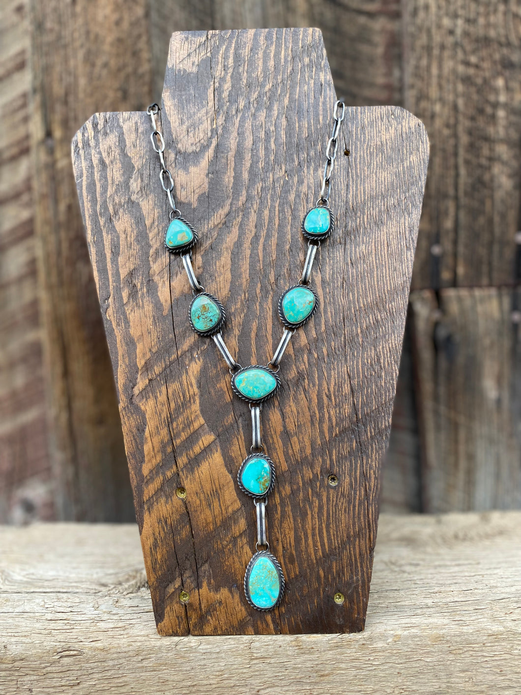 Tyrone Turquoise Lariat Necklace N0703