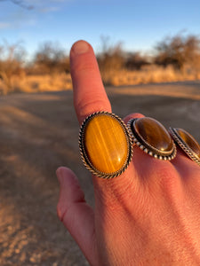 Tigers Eye Ring Size 8 1/4 R0383