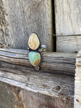 Load image into Gallery viewer, Elk Ivory Ring With #8 Turquoise R0456
