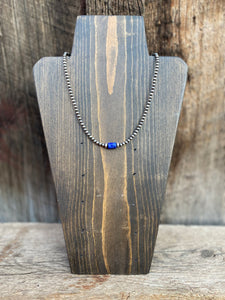 Lapis Barrel Bead Necklace N0551