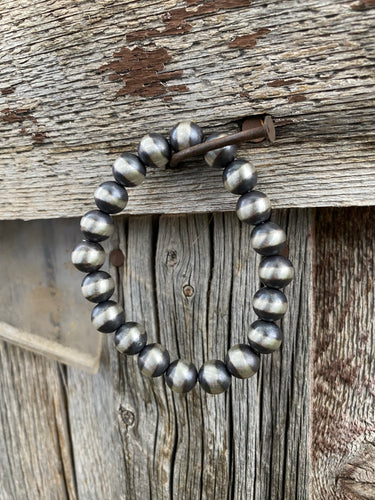 10mm Silver Pearl Stretchy Bracelet C0353