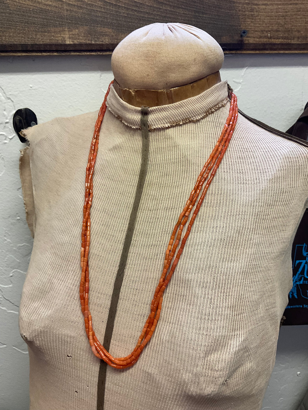 G107 3 strand Coral Necklace