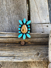 Load image into Gallery viewer, Elk Ivory And Turquoise Ring R0405