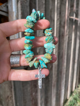 Load image into Gallery viewer, Cross Charm Turquoise Stretchy Bracelet C0394