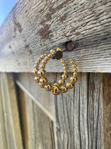 Beaded Gold Hoops (Graduated) E0229