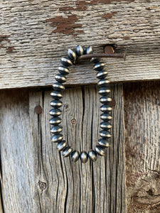 9mm Silver Saucer Stretchy Bracelet