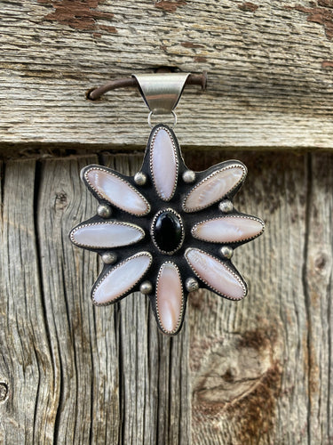 Pink and Onyx Pendant P0468