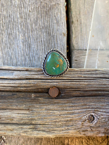 Green Turquoise Ring Size 7 3/4 R0299
