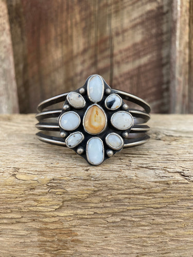 Elk Ivory & White Buffalo Cuff C0349