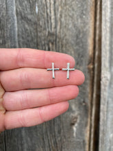 Load image into Gallery viewer, Sterling Silver Cross Earrings E0055