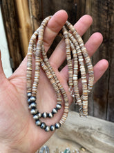 Load image into Gallery viewer, Tan Heishi and Silver Necklace