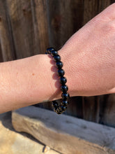 Load image into Gallery viewer, Glossy Black Onyx Stretchy Bracelet C0433