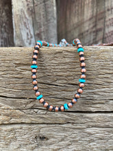 Load image into Gallery viewer, Turquoise And Copper Necklace N0679