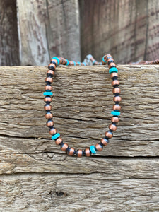 Turquoise And Copper Necklace N0679