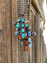 Load image into Gallery viewer, Orange Spiny Oyster Cross Pendant P0462