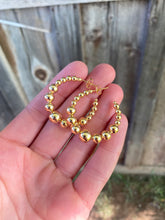 Load image into Gallery viewer, Beaded Gold Hoops (Graduated) E0229