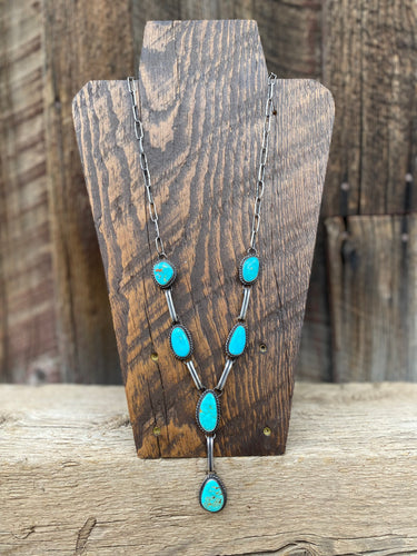 Tyrone Turquoise Lariat Necklace N0701