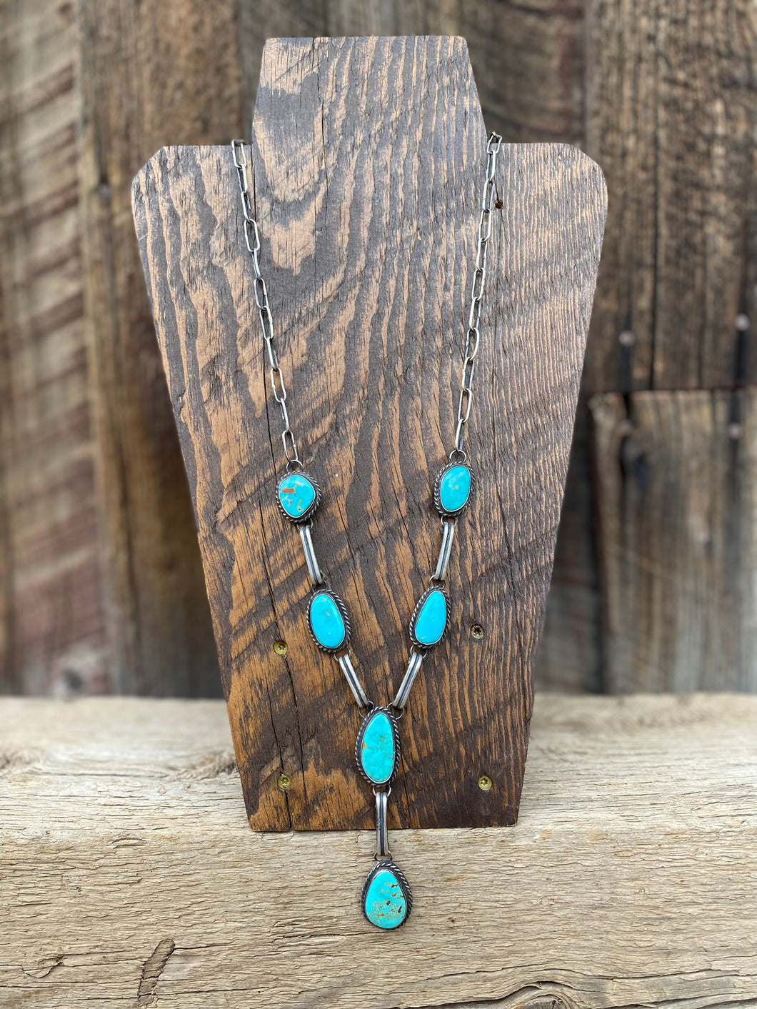 Tyrone Turquoise Lariat Necklace N0701