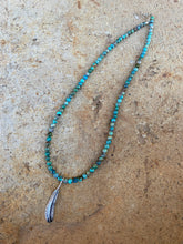 Load image into Gallery viewer, Turquoise Necklace With Feather Pendant N0858