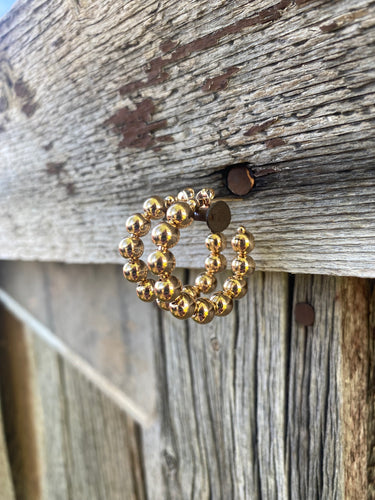 Gold Beaded Hoop E0228