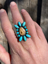 Load image into Gallery viewer, Elk Ivory And Turquoise Ring R0405