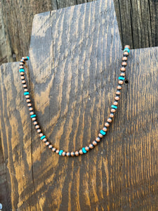 Turquoise And Copper Necklace N0679