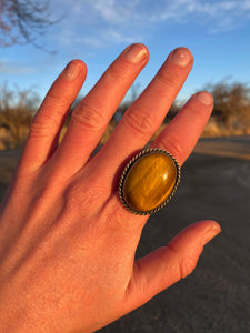 Tigers Eye Ring Size 7.5 R0384