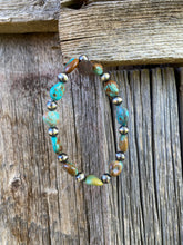 Load image into Gallery viewer, Turquoise and Silver Stretch Bracelet C0357