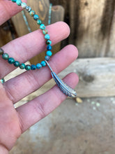 Load image into Gallery viewer, Turquoise Necklace With Feather Pendant N0858