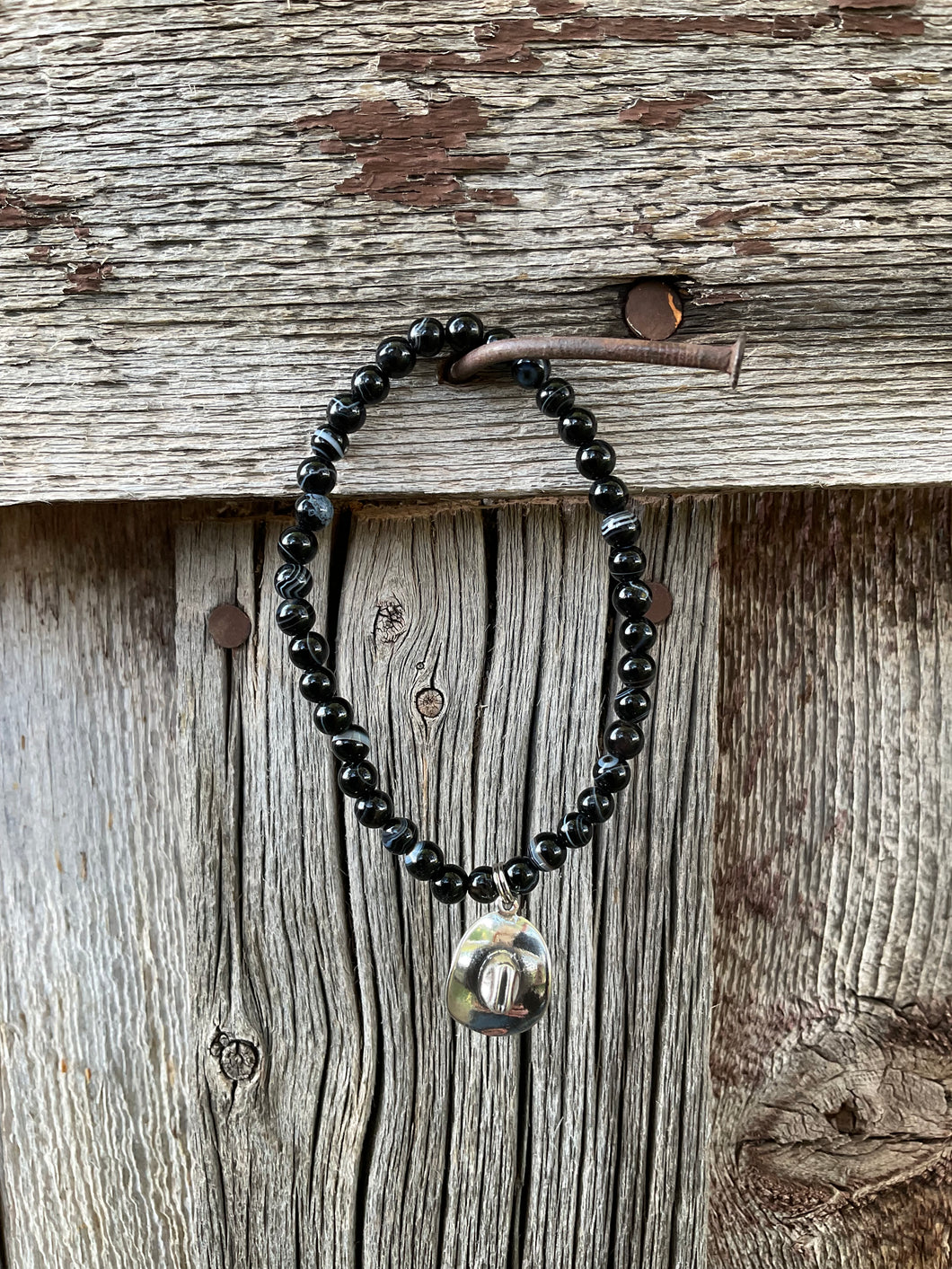 Black Cowboy Hat Bracelet C0374
