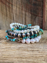 Load image into Gallery viewer, 8mm Sterling Silver Pearl Stretch Bracelet C0228