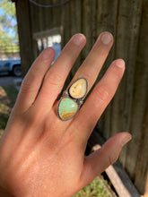 Load image into Gallery viewer, Elk Ivory Ring With #8 Turquoise R0456