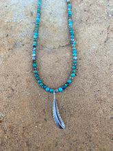 Load image into Gallery viewer, Turquoise Necklace With Feather Pendant N0858